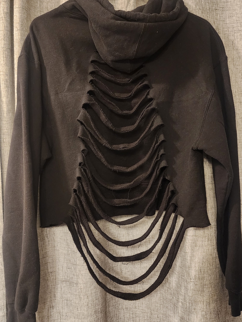 The Drive Clothing Bite The Bullet Black Graphic Womens Destroyed Cropped Hoodie - Picture 2 of 2